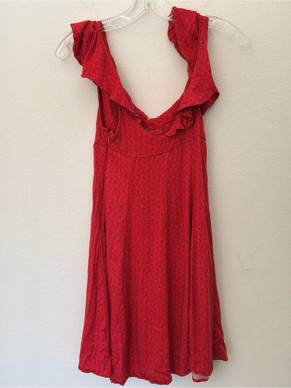 Red Ruffle-Trim Women's Dress